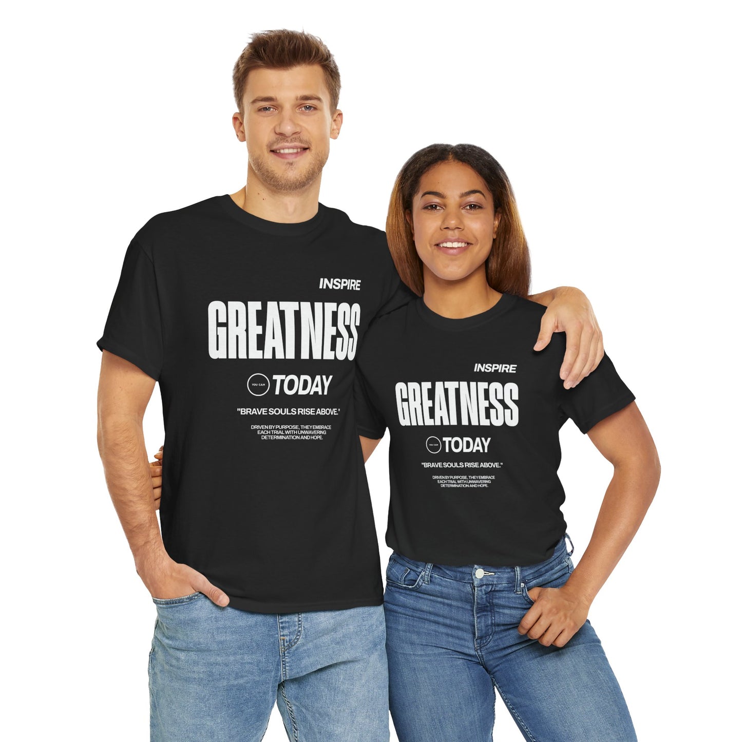 Inspire greatness today! Unisex Heavy Cotton T-shirt design that urges you to embrace every struggle in life with unflinching tenacity and hope.