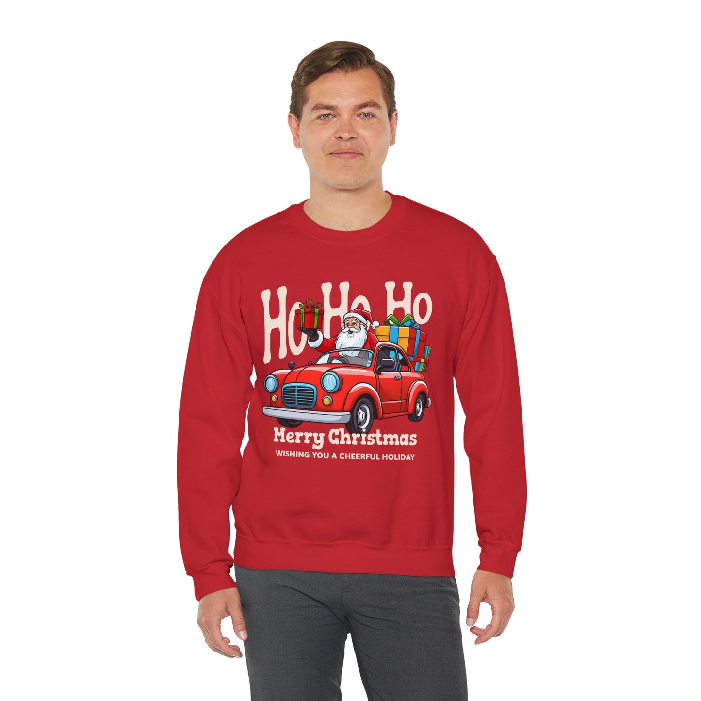 Merry Christmas: Santa in Red Truck Sweatshirt