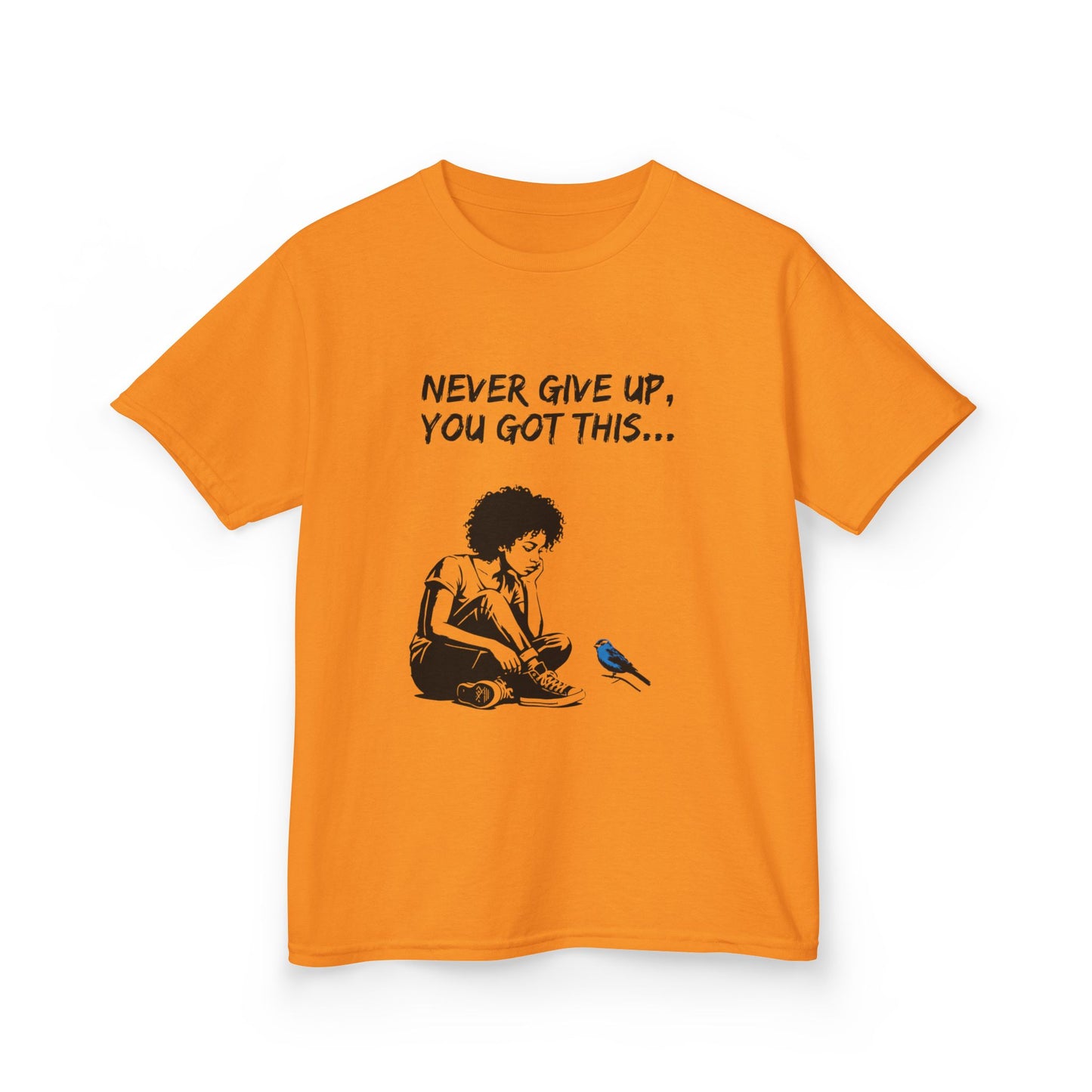 Never Give Up Kids Inspirational Tee