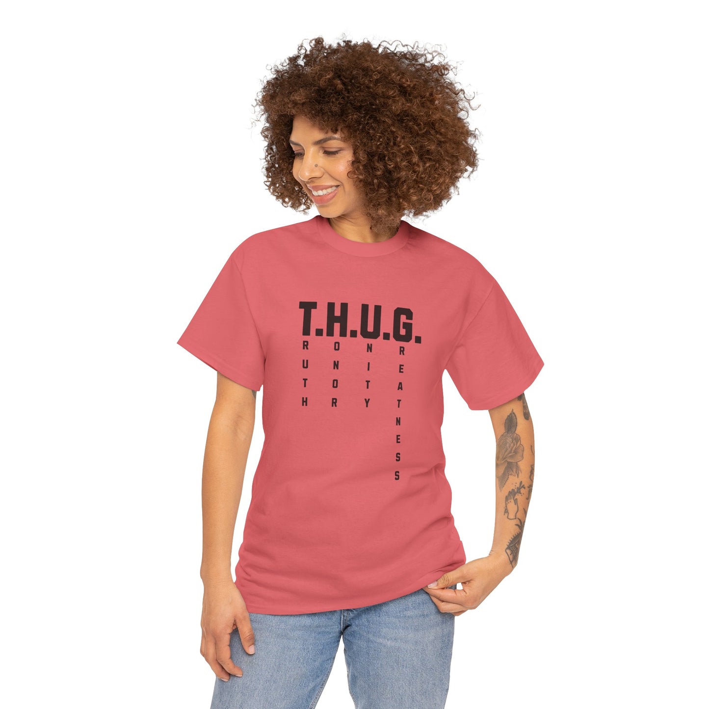 Pure Character: T.H.U.G. Vertical Acronym Premium Graphic Tee