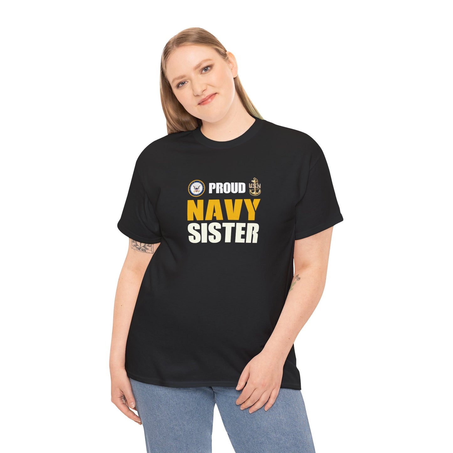 Proud Navy Sister Unisex Heavy Cotton Tee