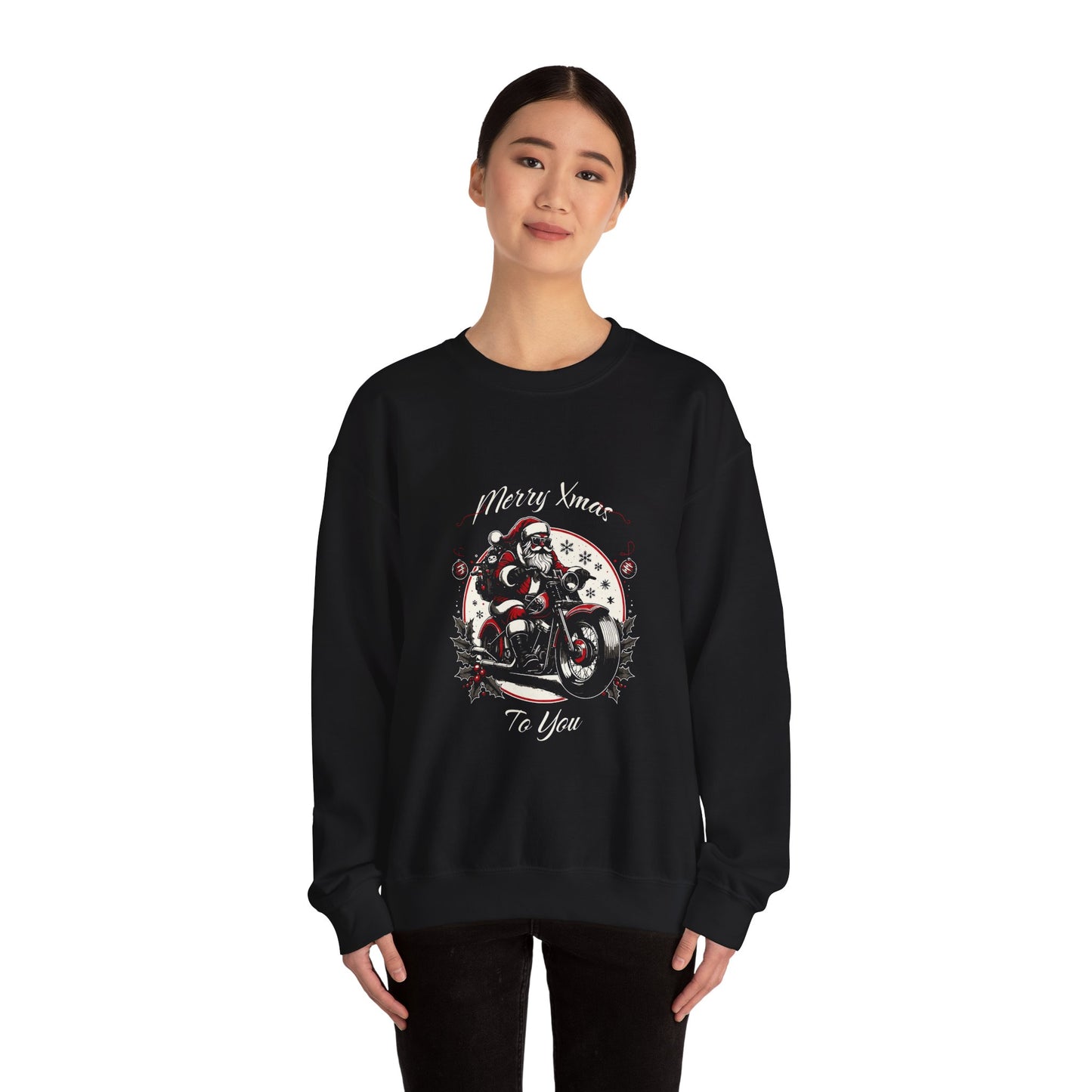 Merry XMas: Biker Holiday Crewneck Sweatshirt