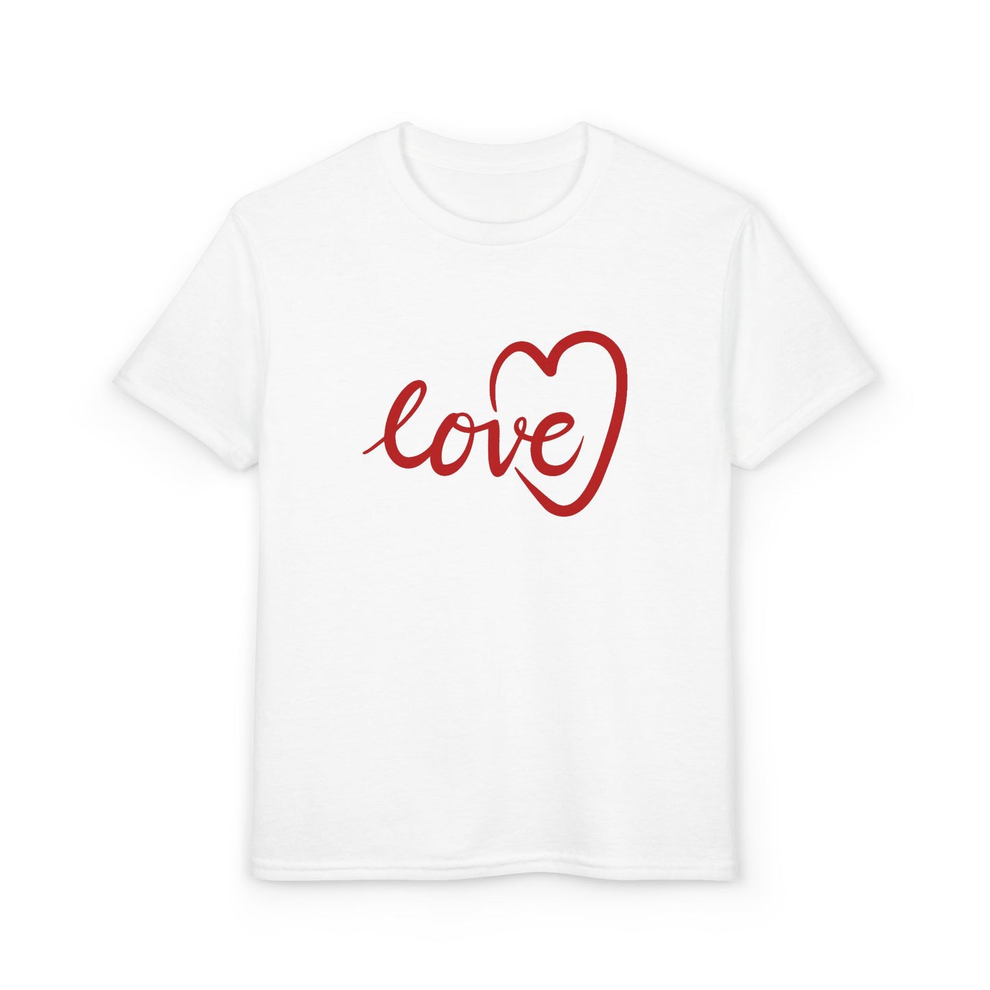 Heartfelt Style: Youth Red "Love" Heart Script Premium Tee