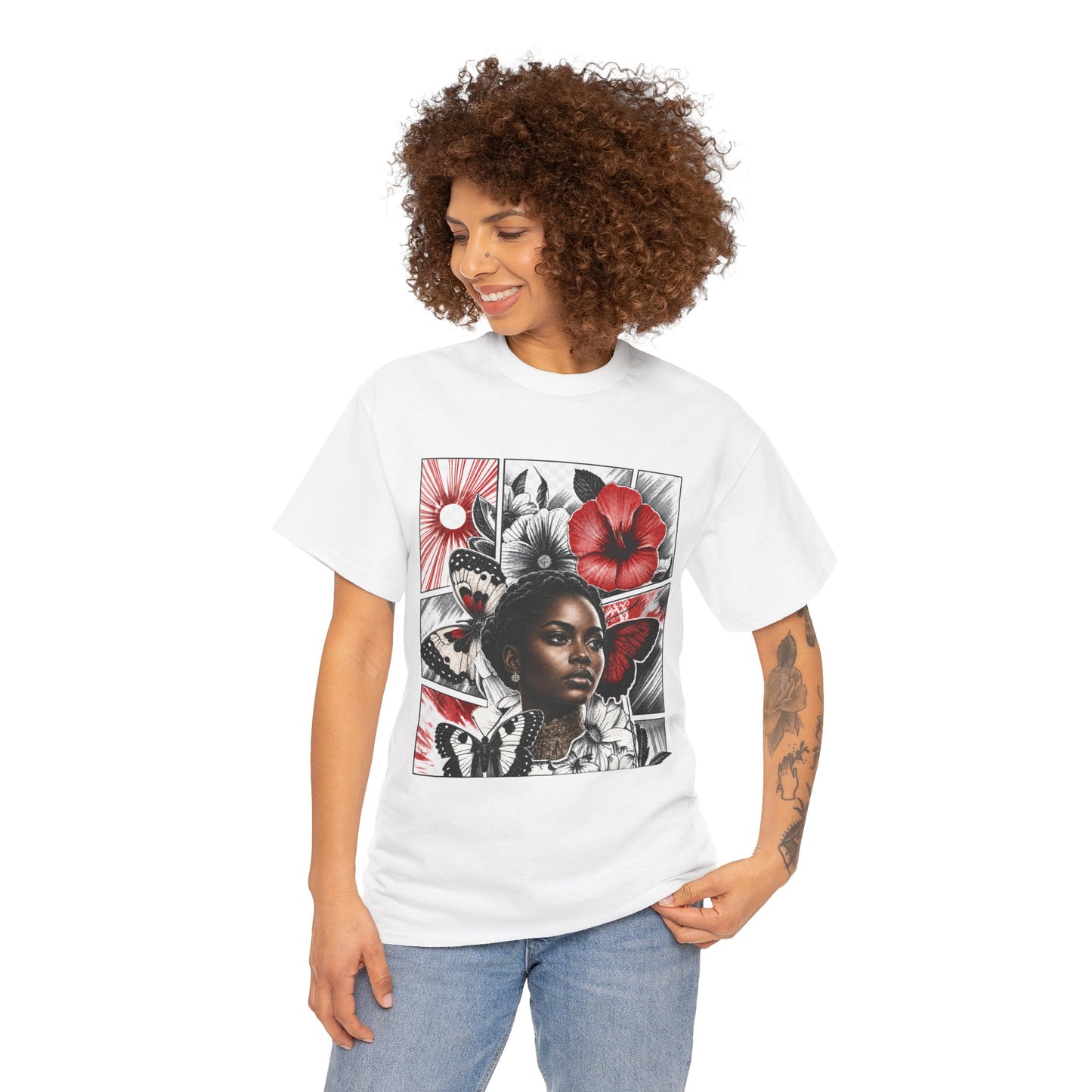 Floral Butterfly Portrait Graphic Tee