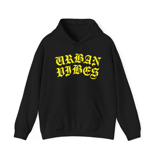 Urban Vibes Bold Gothic Yellow Logo Premium Hoodie