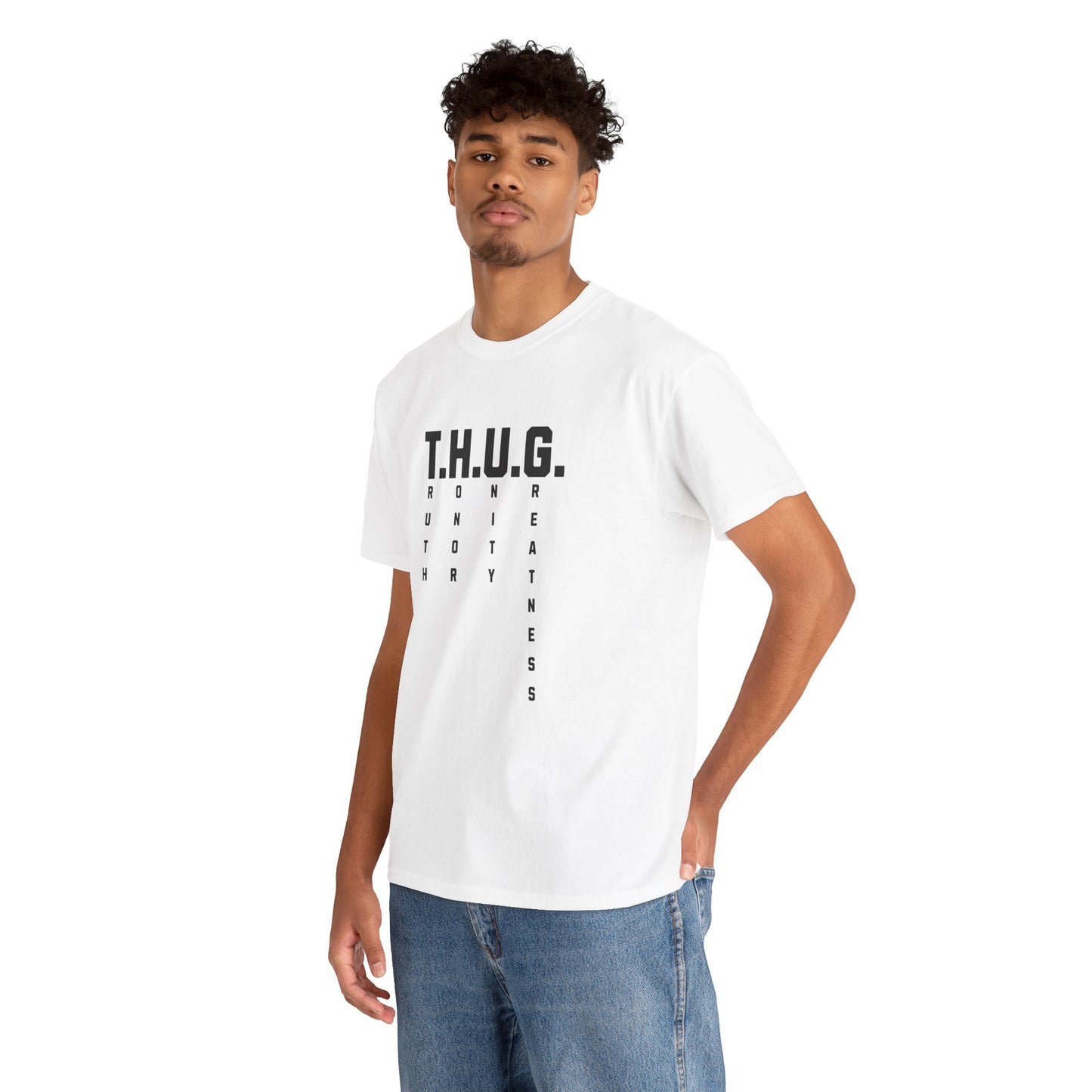 Pure Character: T.H.U.G. Vertical Acronym Premium Graphic Tee
