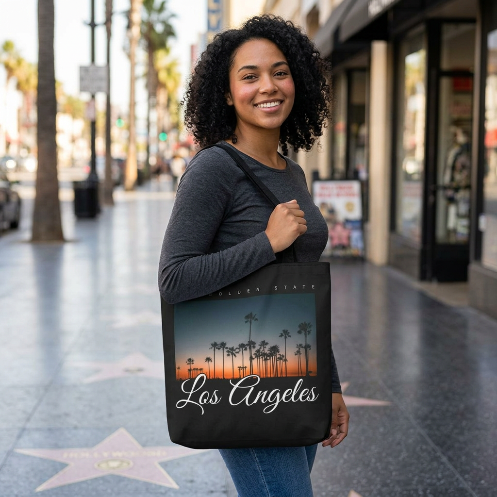 Golden Hour: Los Angeles Sunset Palm Premium Canvas Tote
