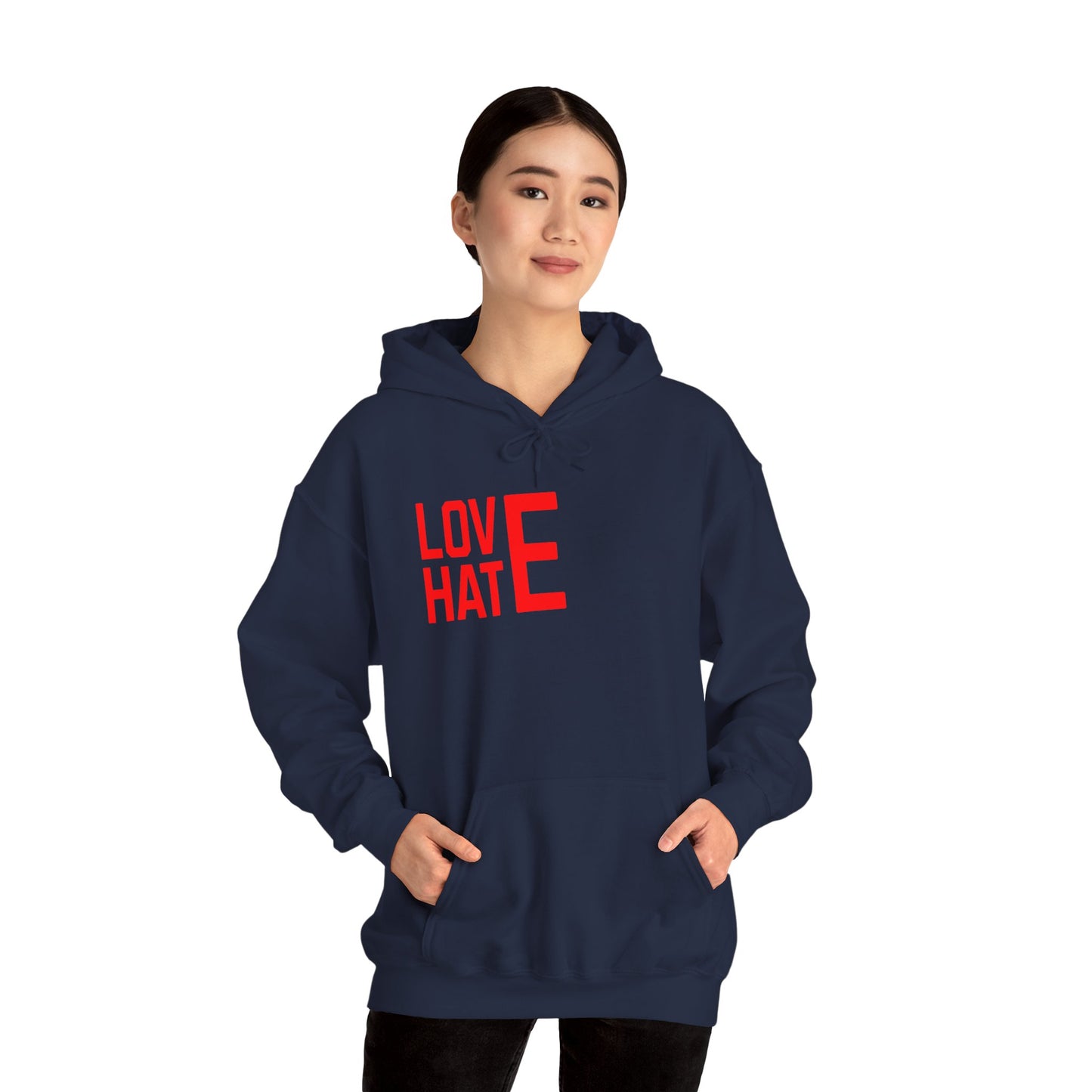 LOVE HATE Unisex Hoodie – Cozy Everyday Pullover by Dripp’N Gear, Perfect for Gifts & Holidays