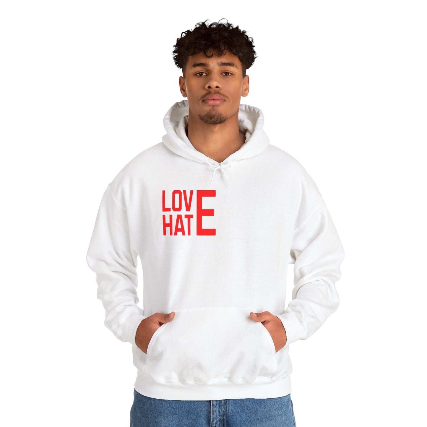 LOVE HATE Unisex Hoodie – Cozy Everyday Pullover by Dripp’N Gear, Perfect for Gifts & Holidays