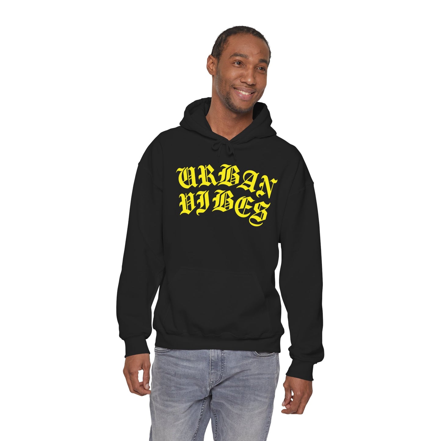 Urban Vibes Bold Gothic Yellow Logo Premium Hoodie