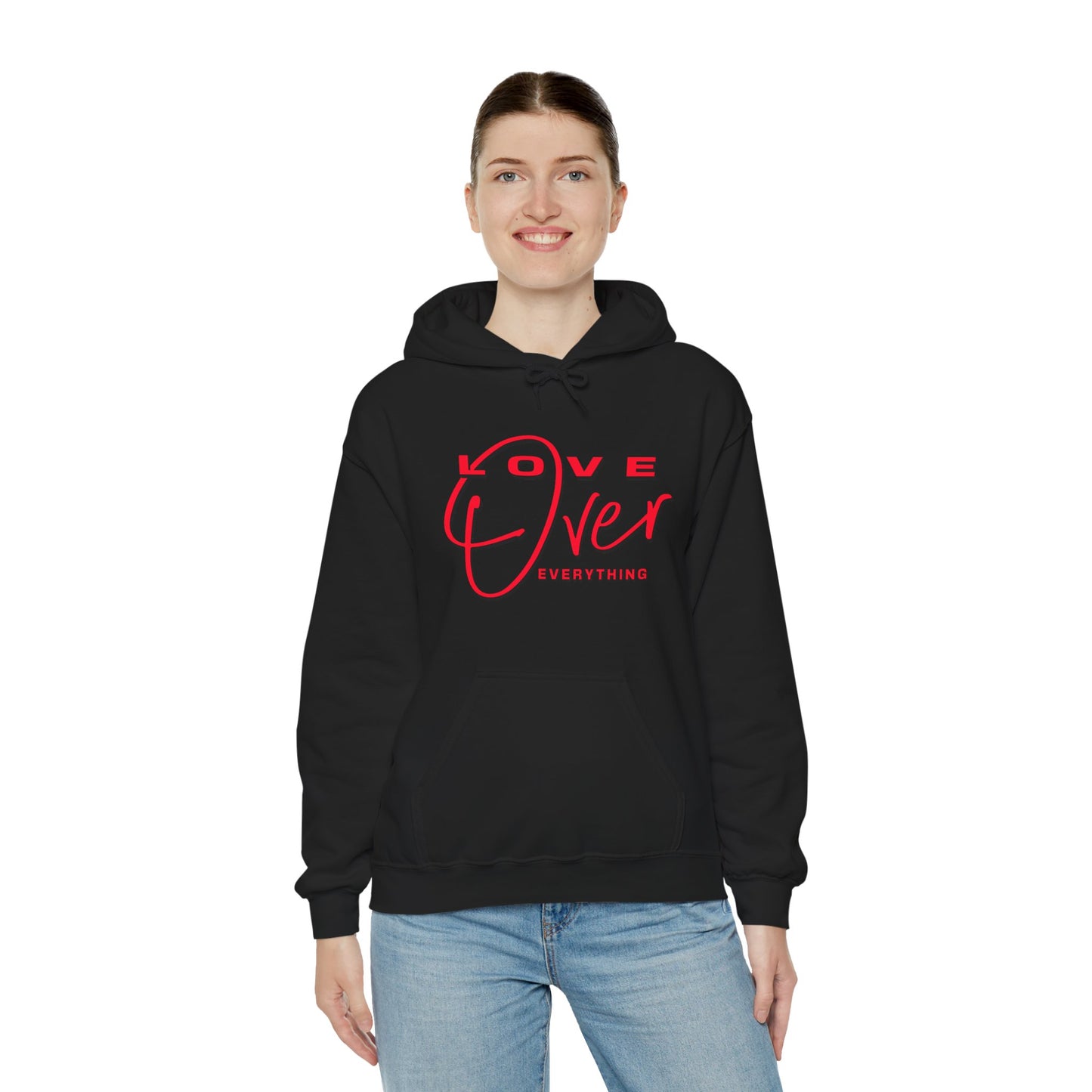 Love Over Everything: Red Script Graphic Premium Pullover
