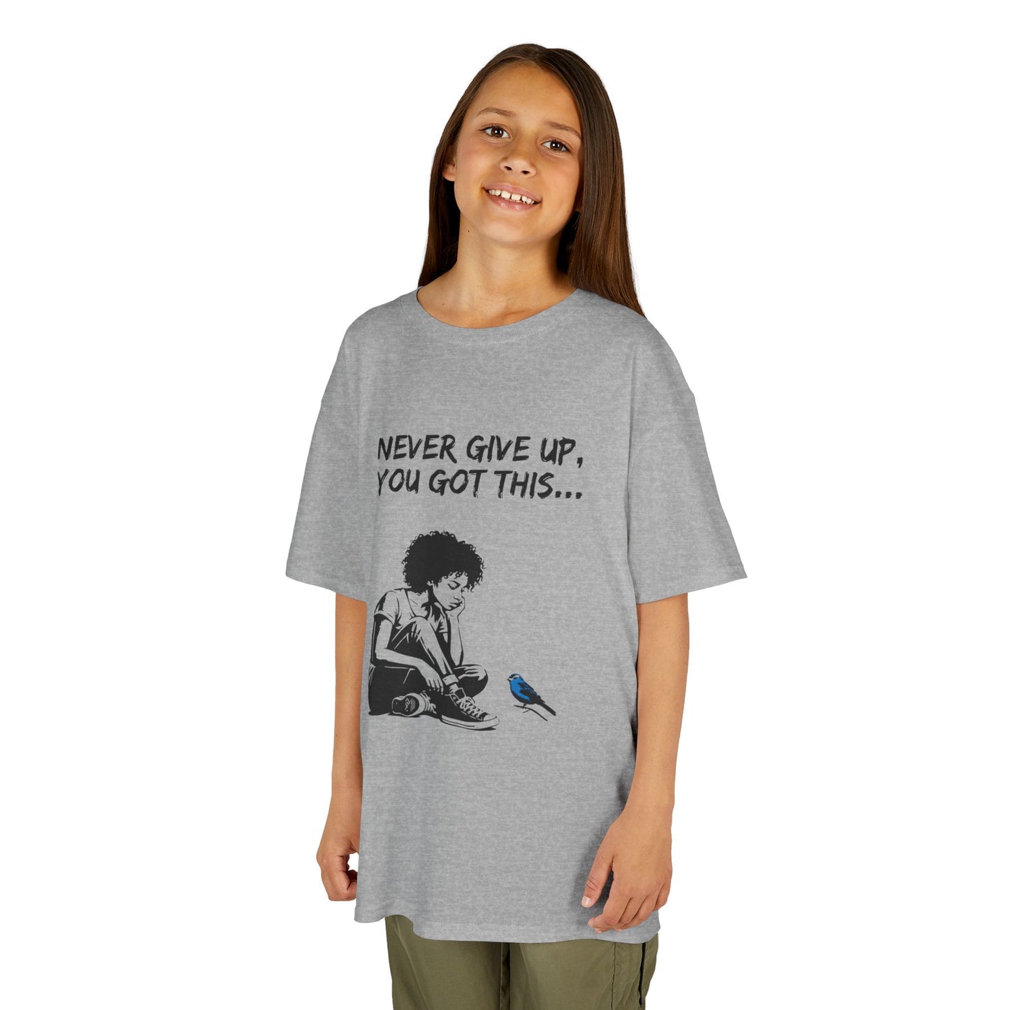 Never Give Up Kids Inspirational Tee