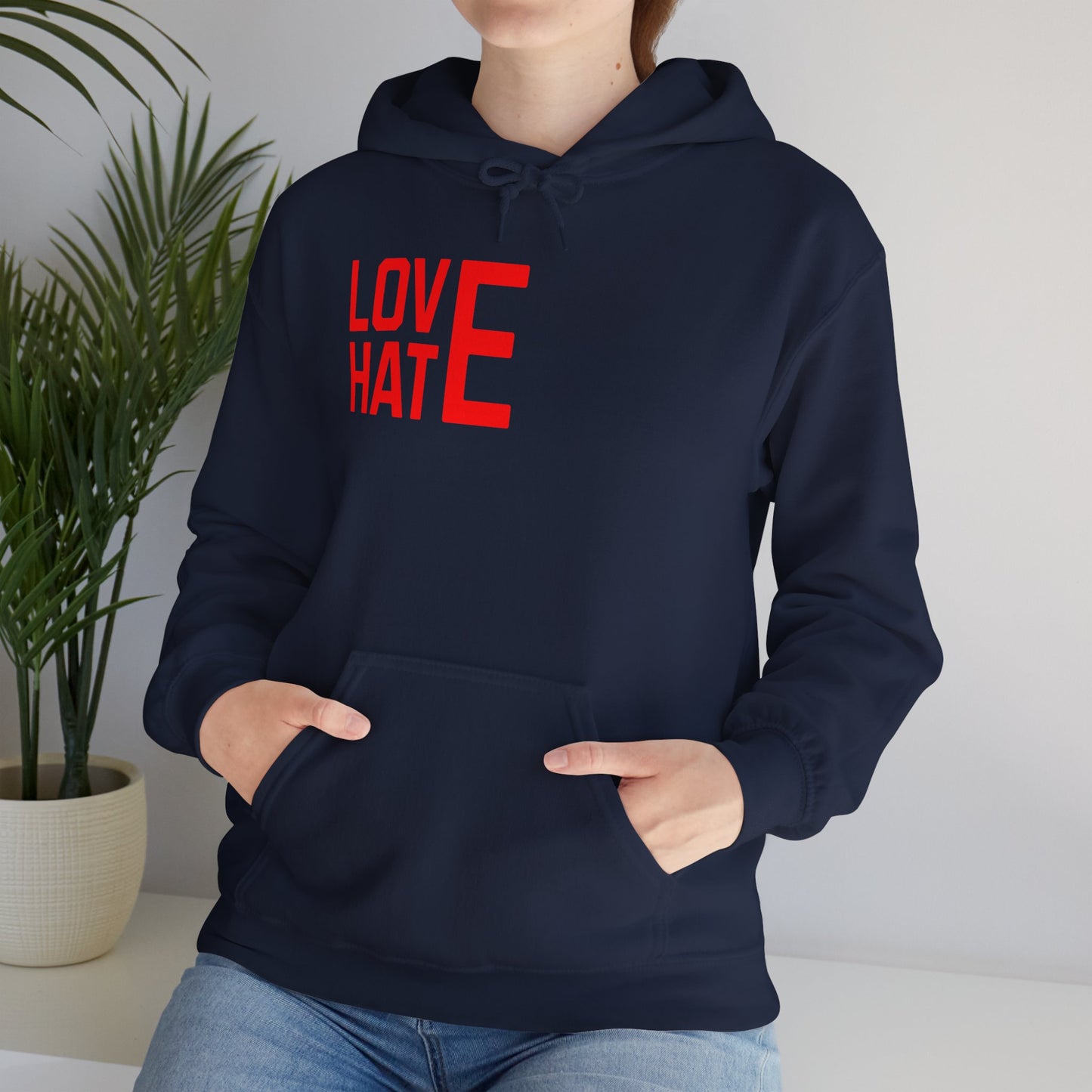 LOVE HATE Unisex Hoodie – Cozy Everyday Pullover by Dripp’N Gear, Perfect for Gifts & Holidays