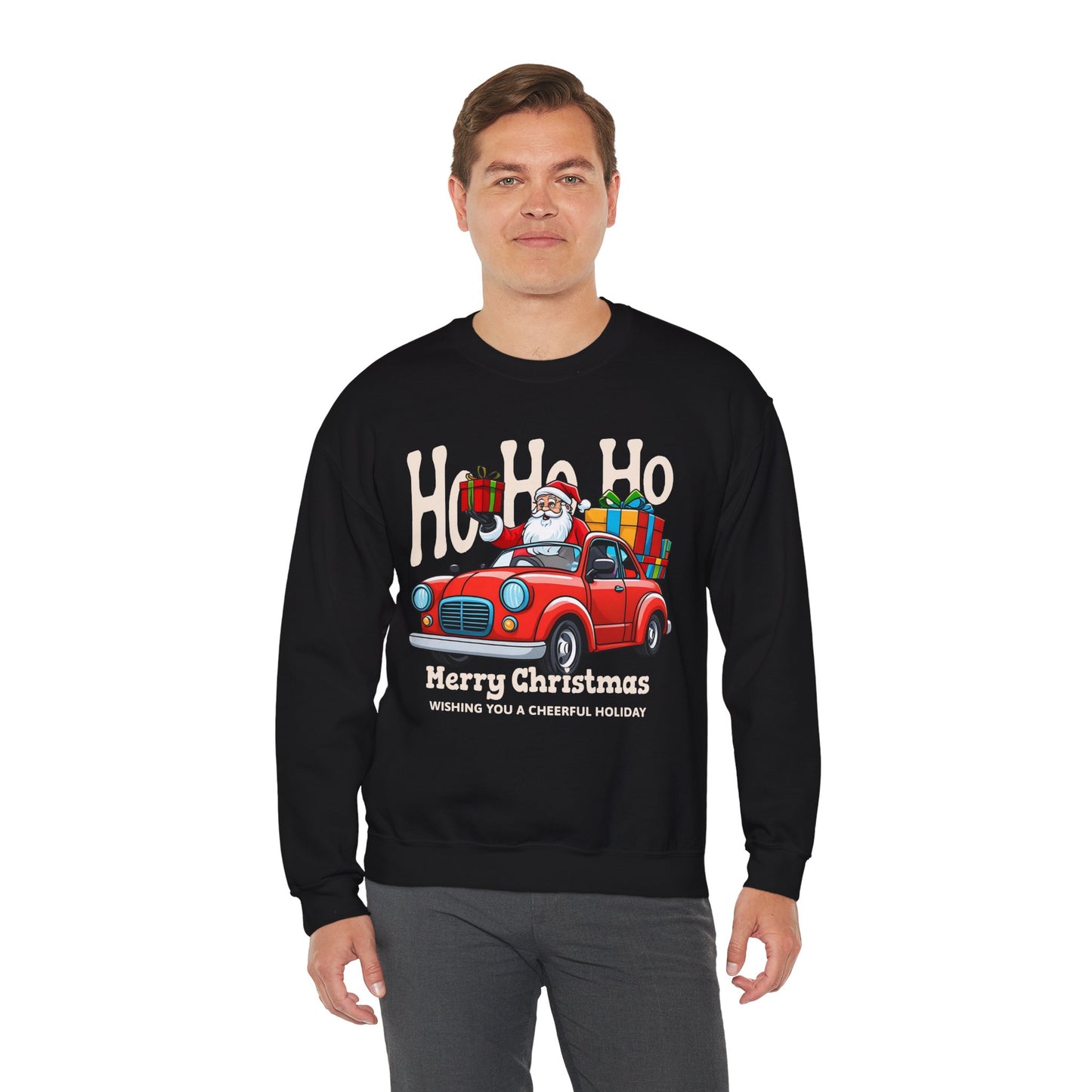 Merry Christmas: Santa in Red Truck Sweatshirt