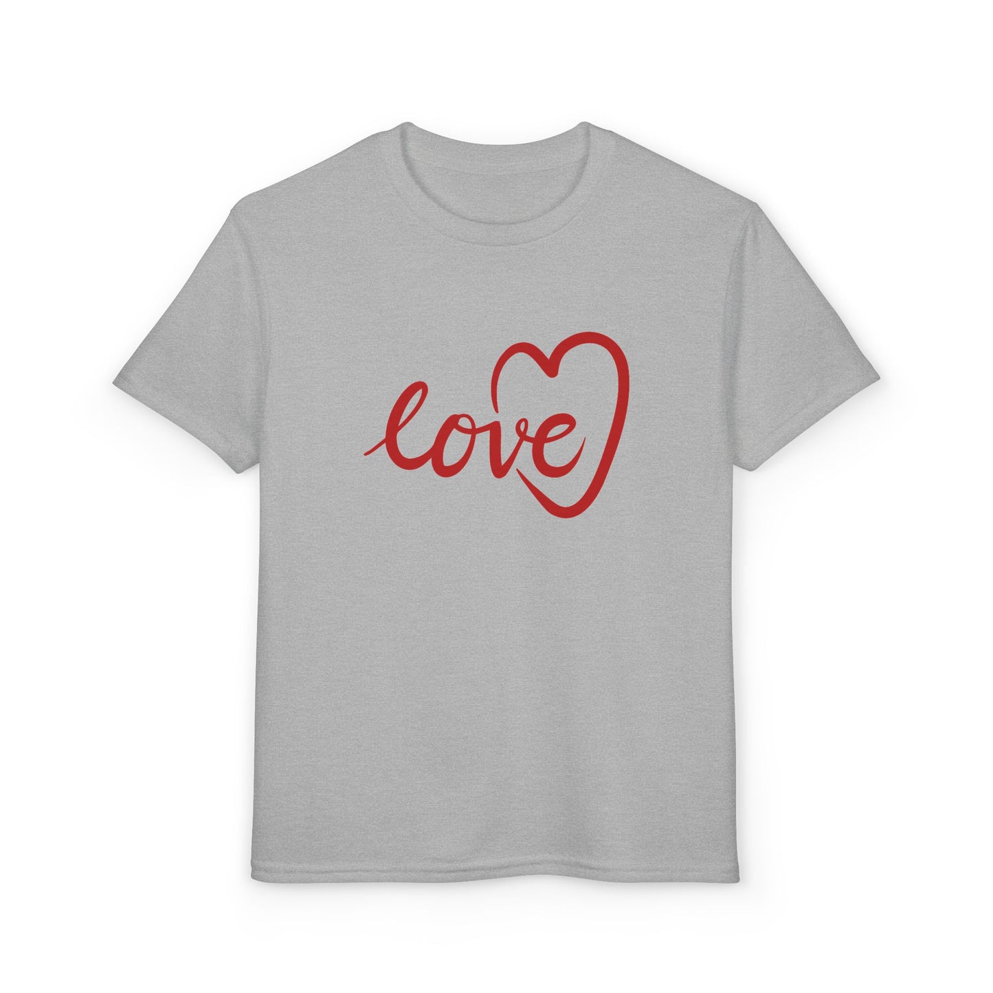 Heartfelt Style: Youth Red "Love" Heart Script Premium Tee