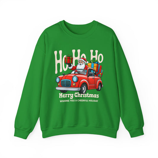 Merry Christmas: Santa in Red Truck Sweatshirt