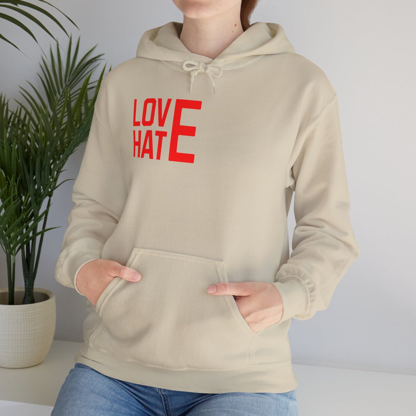 LOVE HATE Unisex Hoodie – Cozy Everyday Pullover by Dripp’N Gear, Perfect for Gifts & Holidays