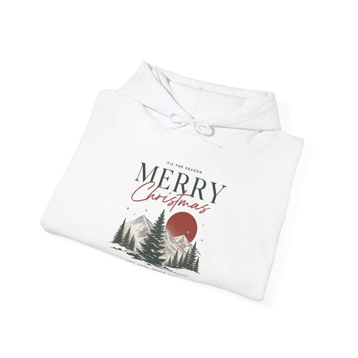 Tis the Season Merry Christmas Hoodie — Forest Sunrise
