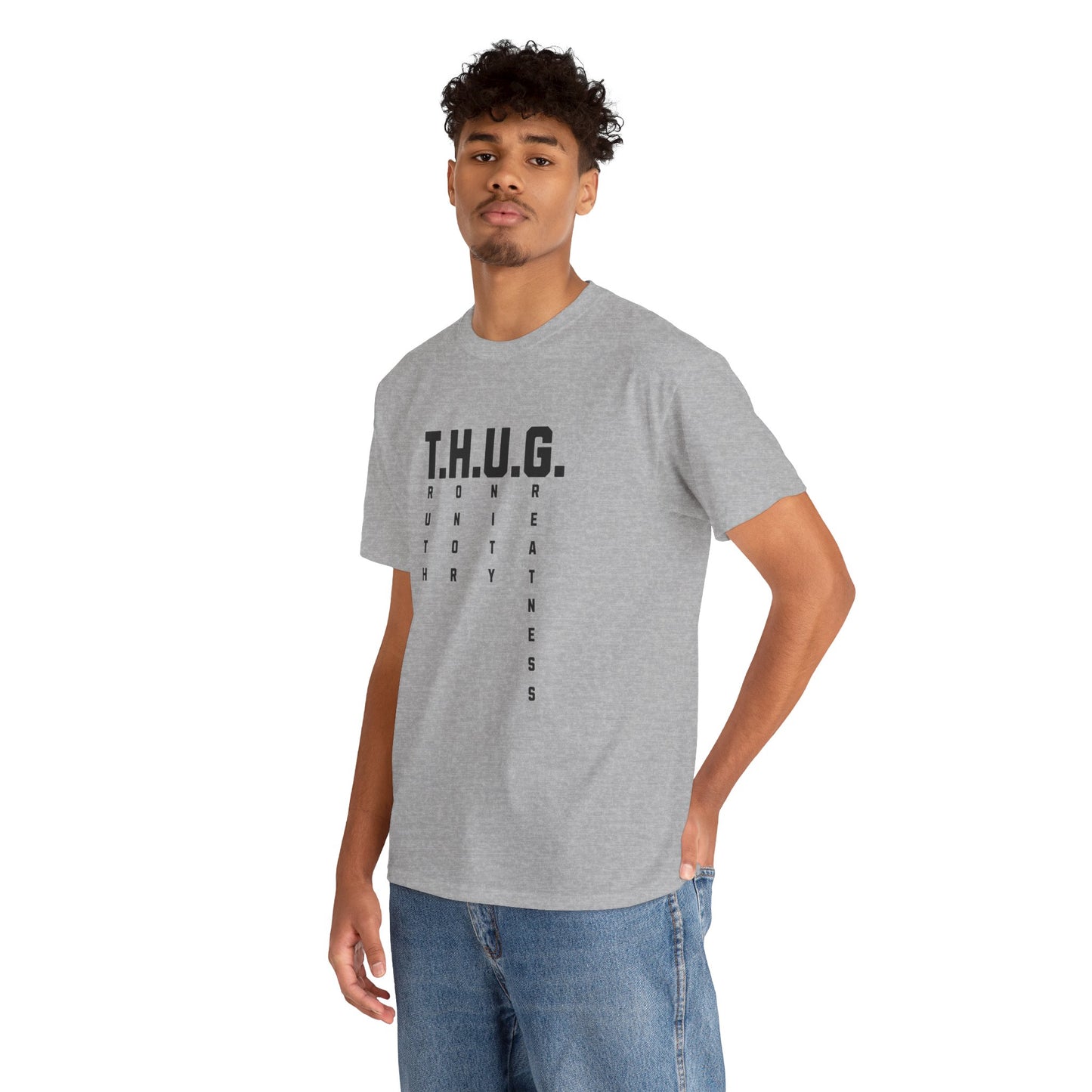 Pure Character: T.H.U.G. Vertical Acronym Premium Graphic Tee