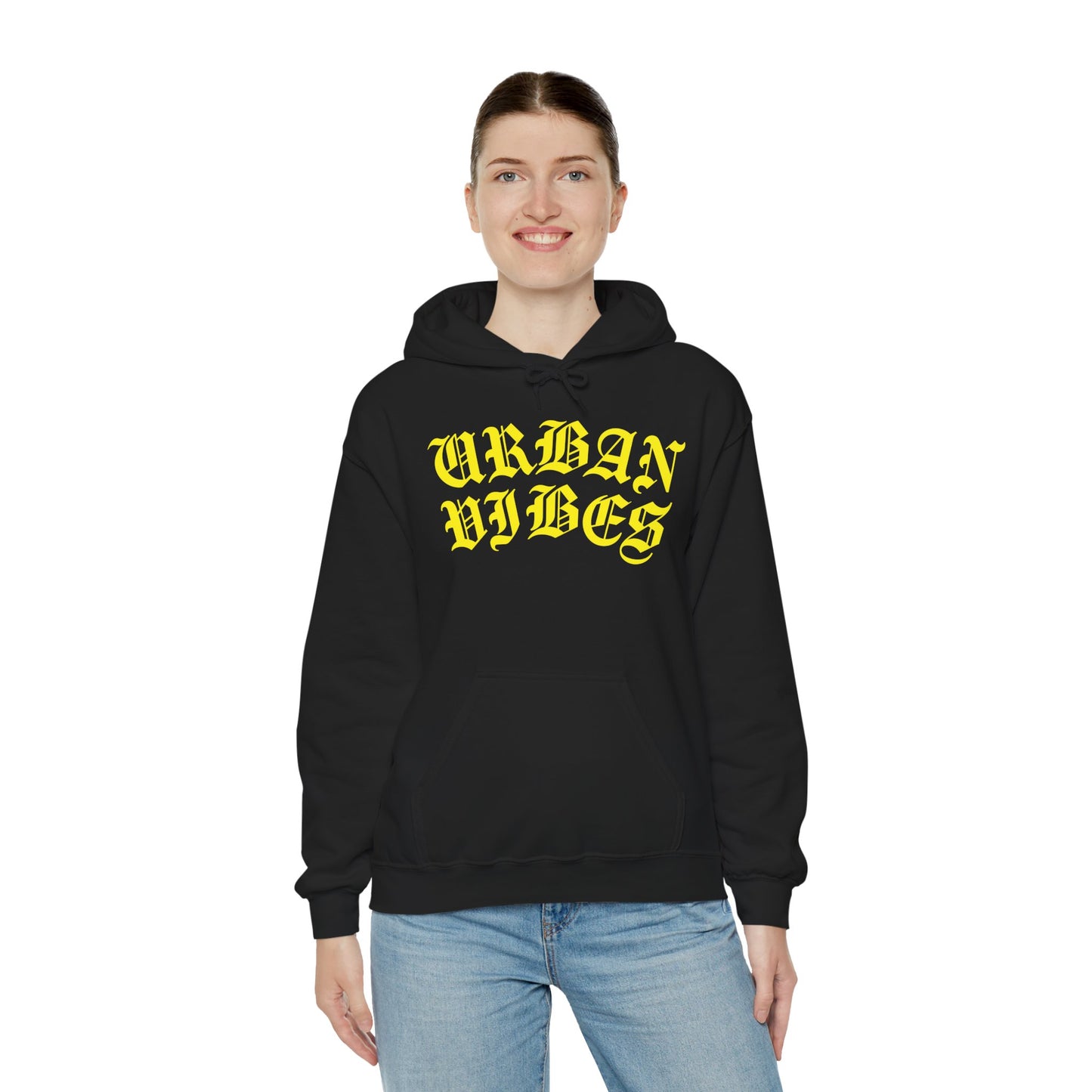 Urban Vibes Bold Gothic Yellow Logo Premium Hoodie