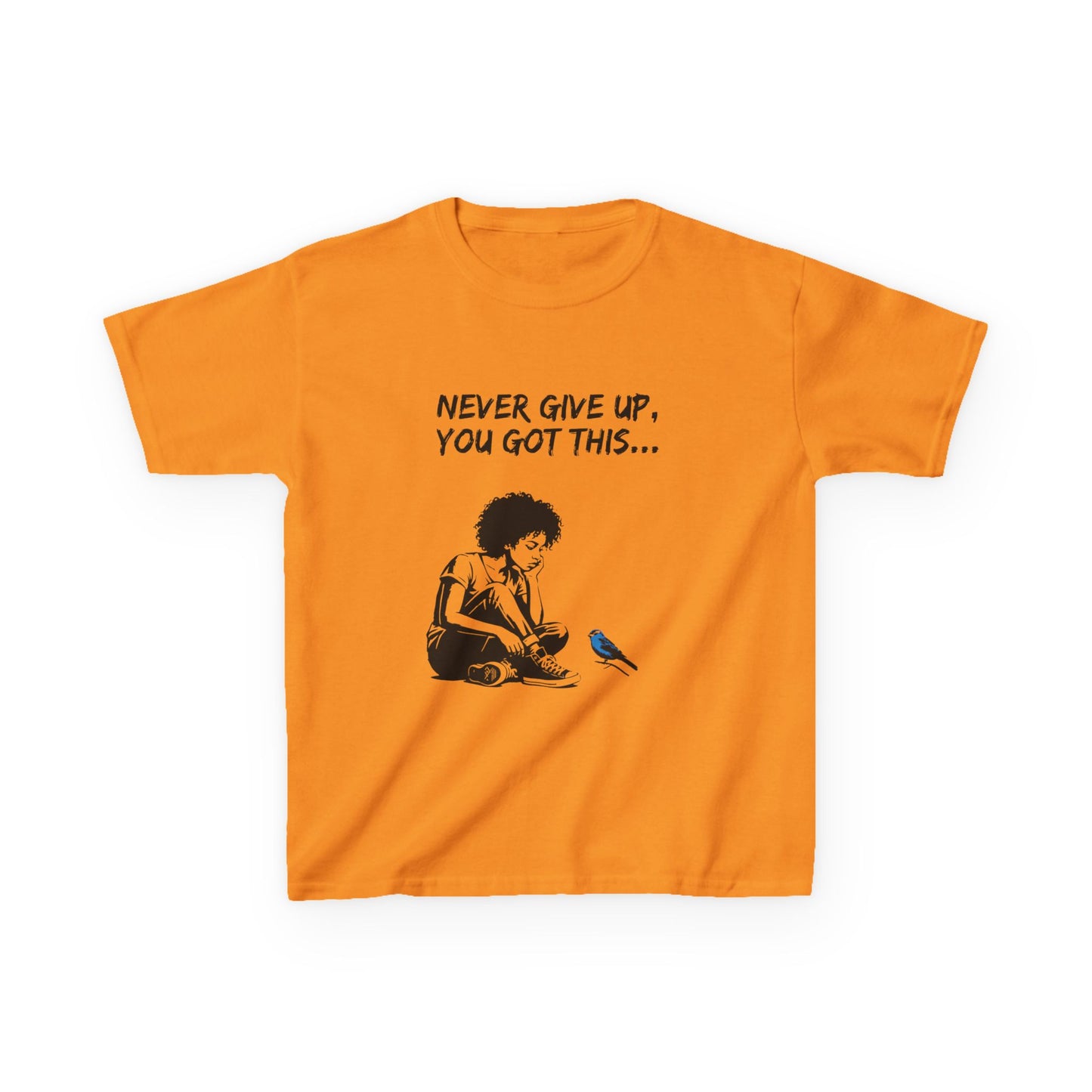 Never Give Up Kids Inspirational Tee