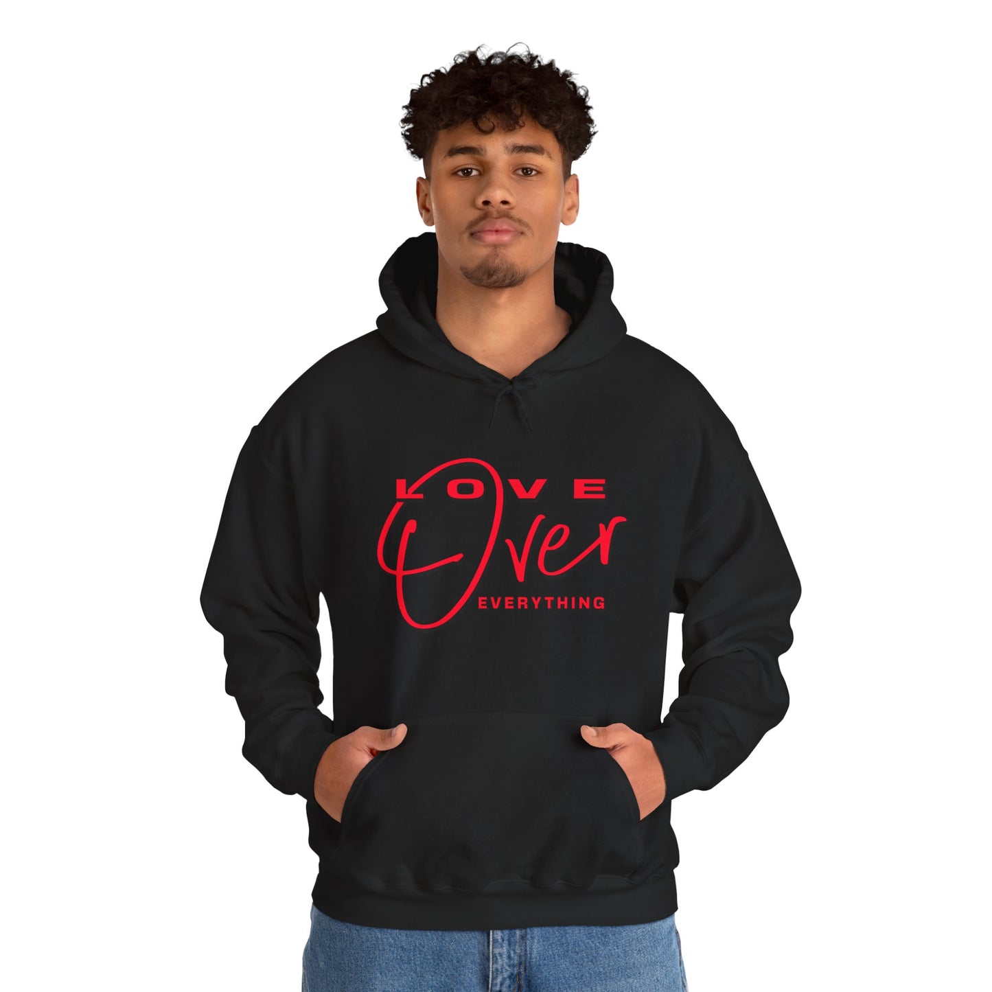 Love Over Everything: Red Script Graphic Premium Pullover