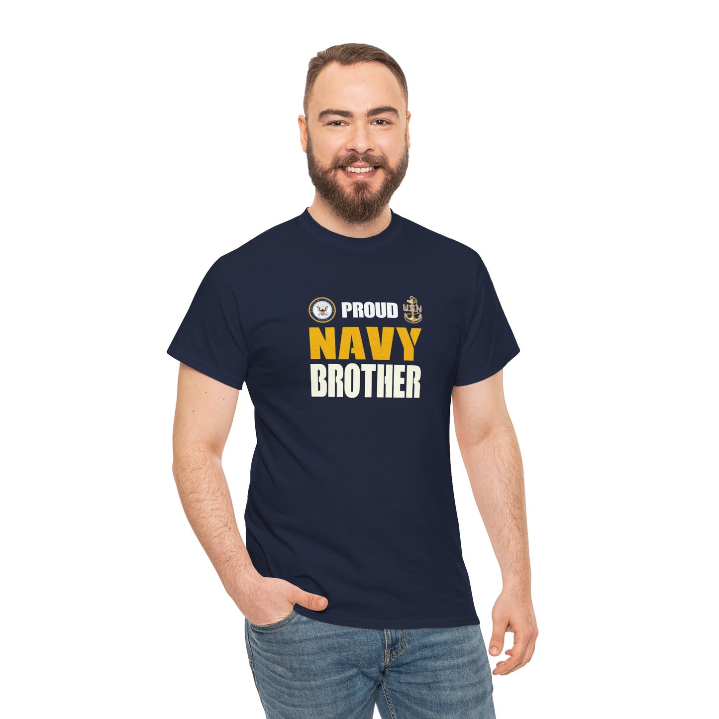 Proud Navy Brother Unisex Heavy Cotton Tee