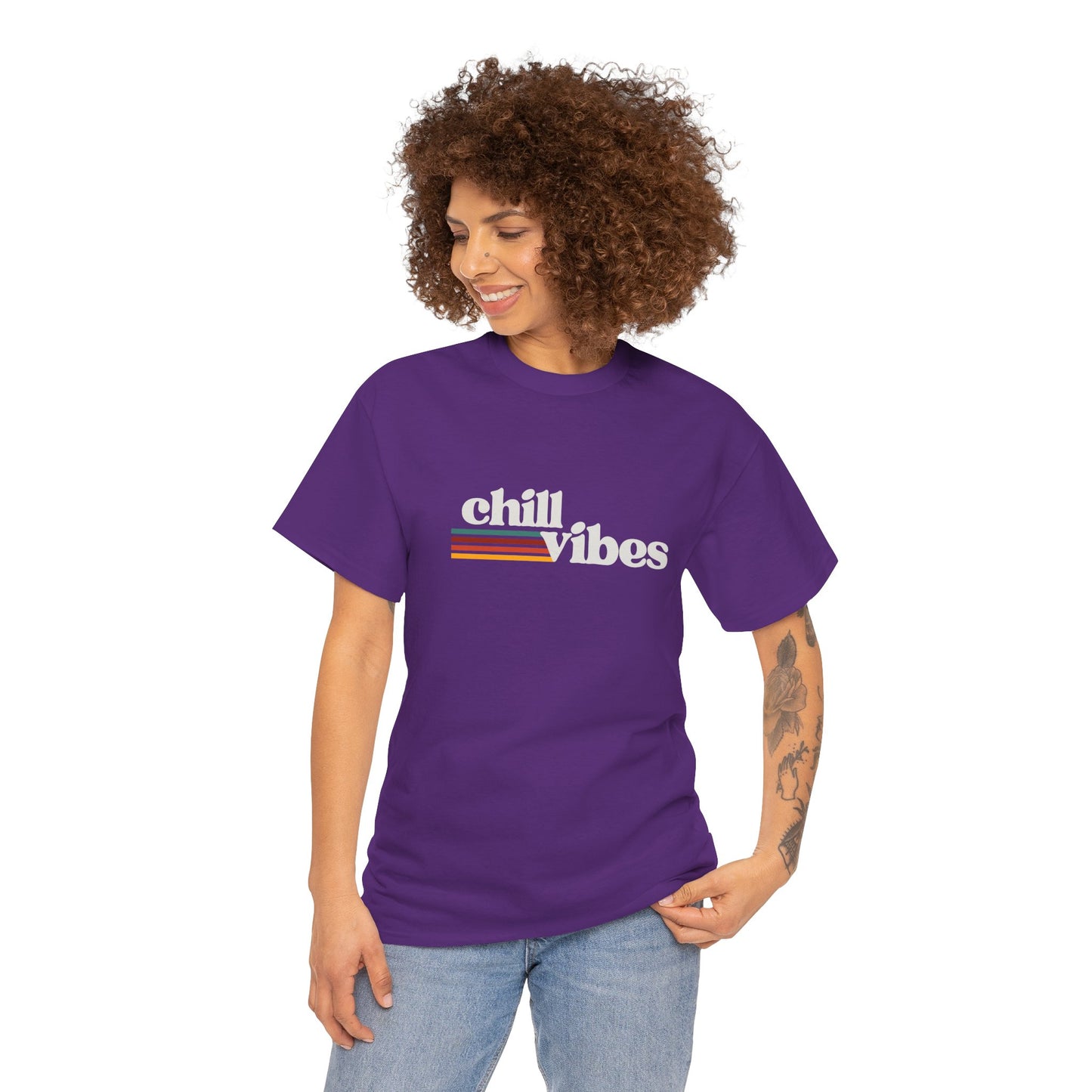 Sunset Soul: Chill Vibes Retro Stripe Premium Graphic Tee