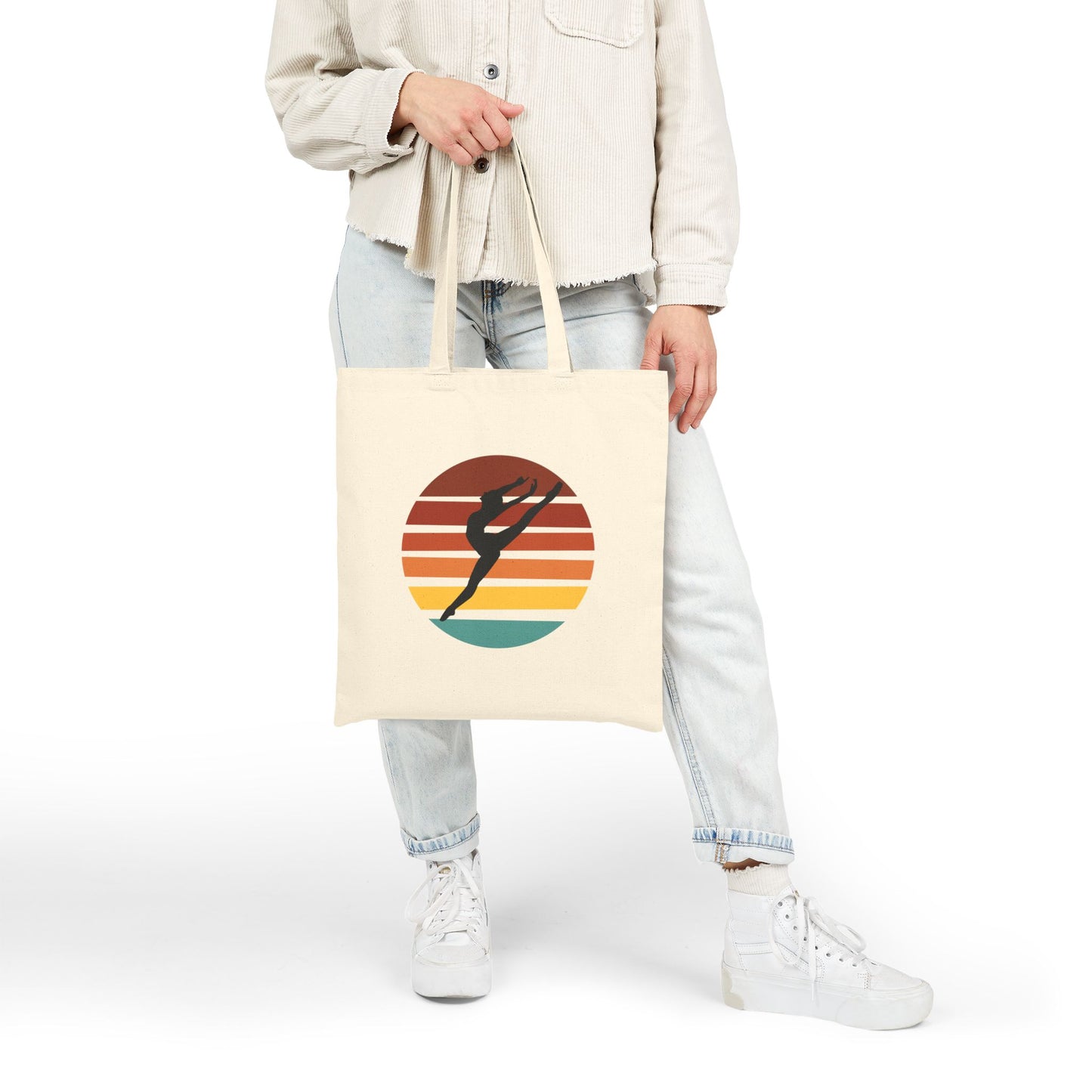 Elegant Dancer Cotton Canvas Tote Bag - Eco-Friendly Art for Dance Lovers