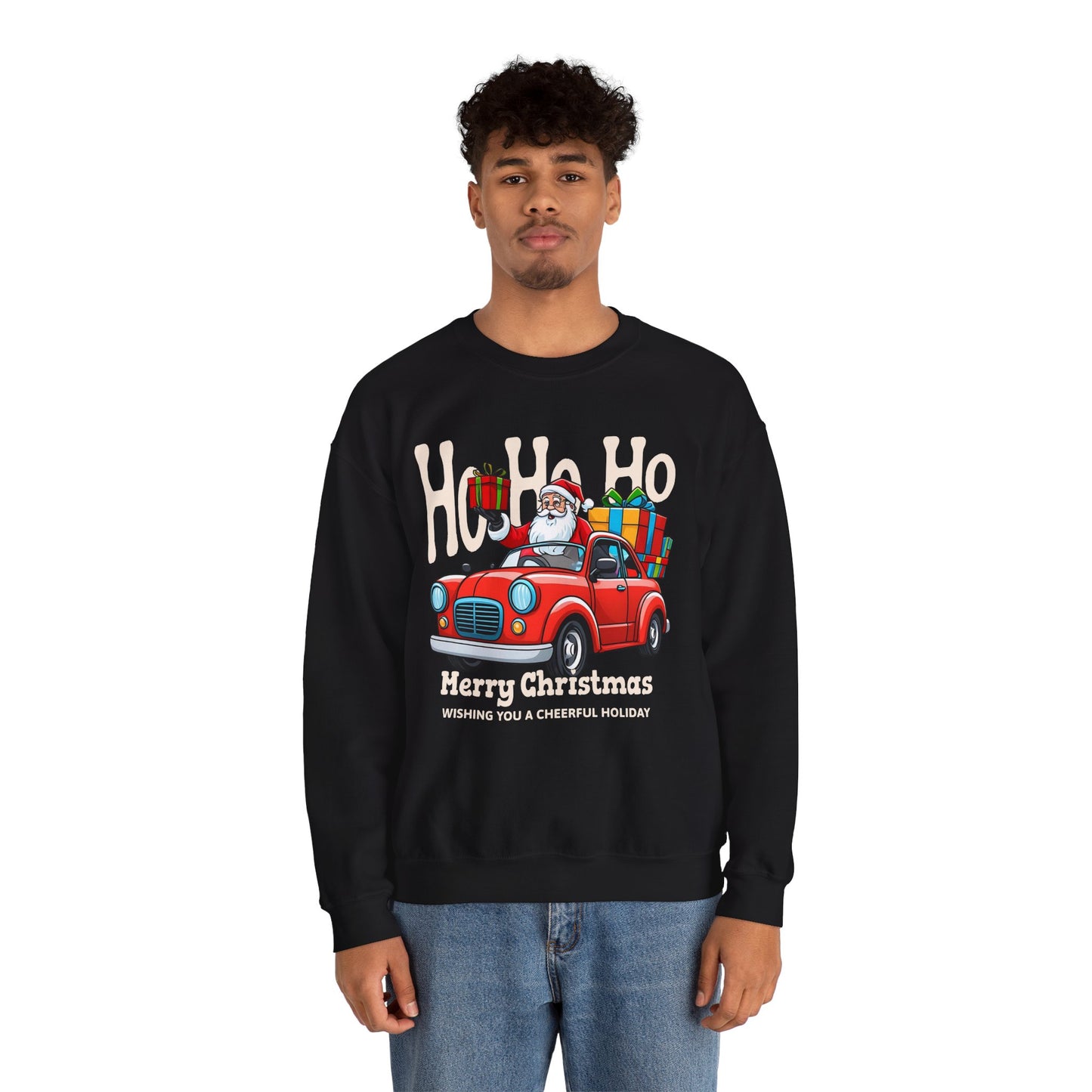 Merry Christmas: Santa in Red Truck Sweatshirt