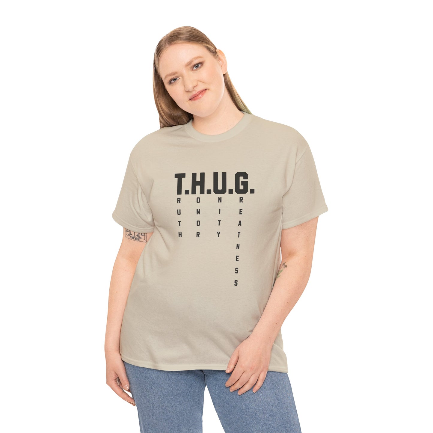 Pure Character: T.H.U.G. Vertical Acronym Premium Graphic Tee