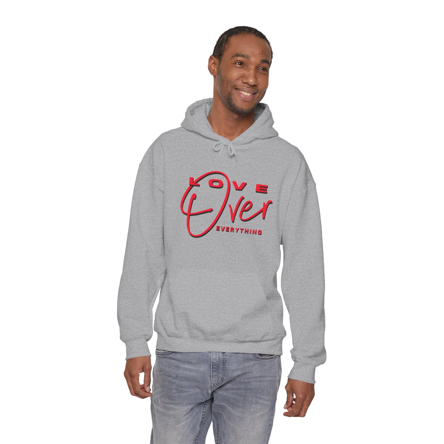 Love Over Everything: Red Script Graphic Premium Pullover