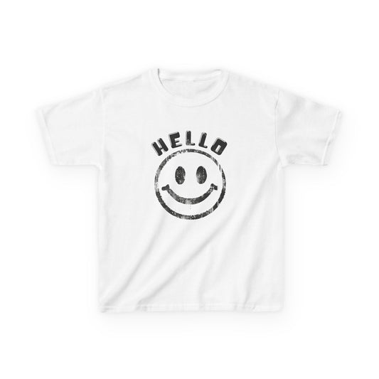 Universal Happiness: Hello Smiley Face Kids Premium Graphic Tee