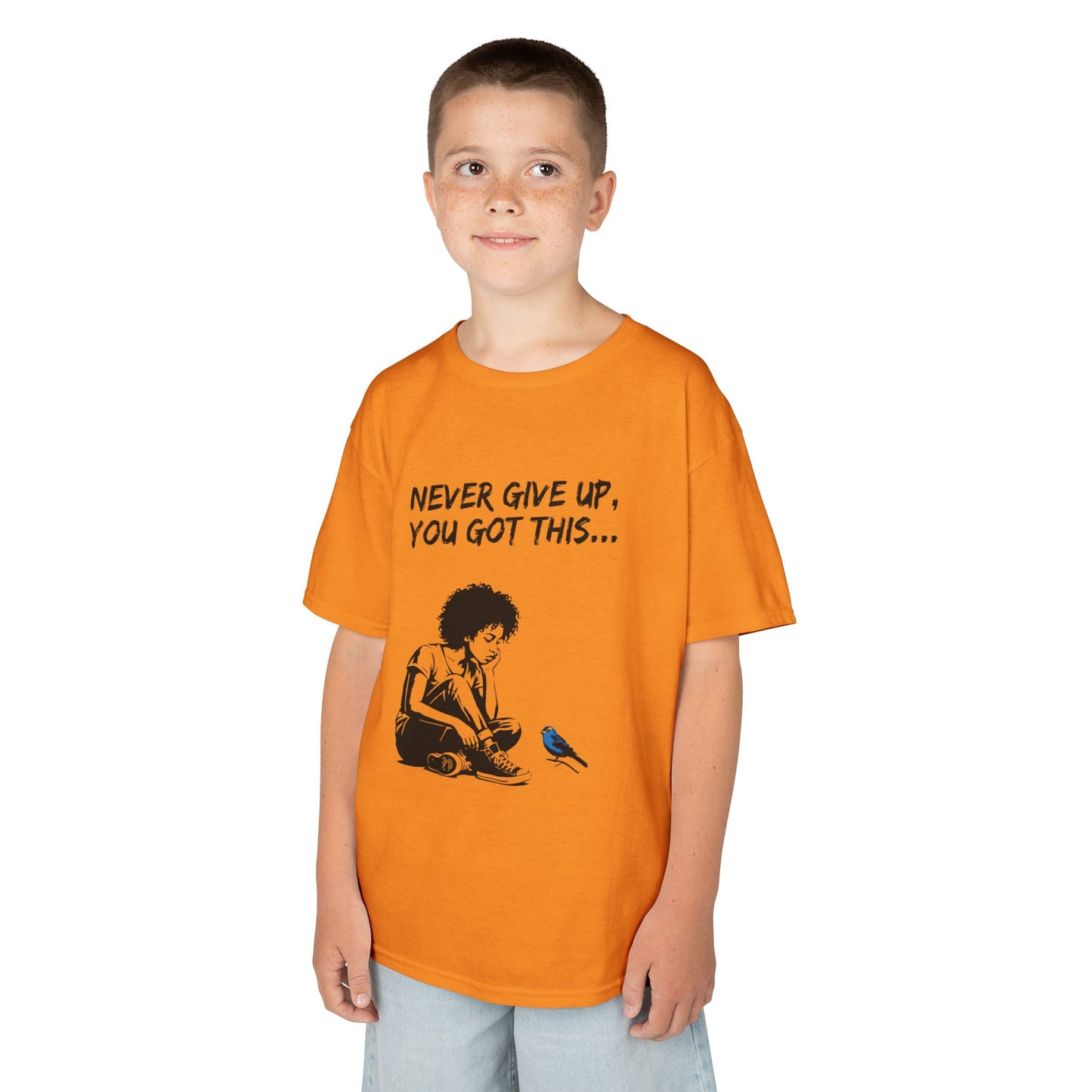 Never Give Up Kids Inspirational Tee