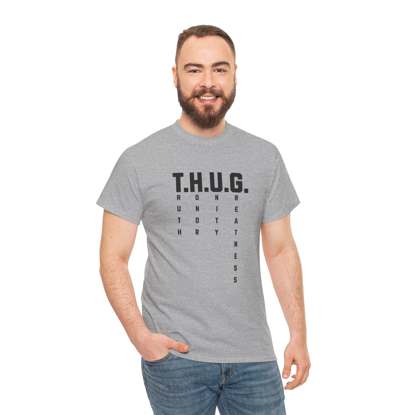 Pure Character: T.H.U.G. Vertical Acronym Premium Graphic Tee
