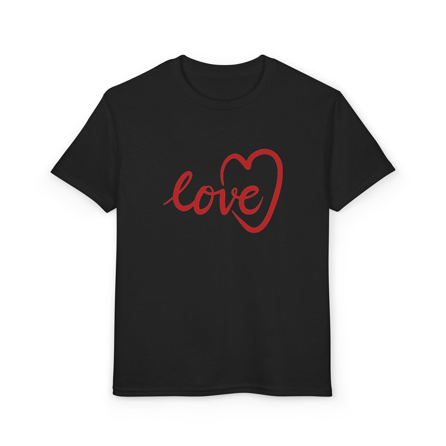 Heartfelt Style: Youth Red "Love" Heart Script Premium Tee