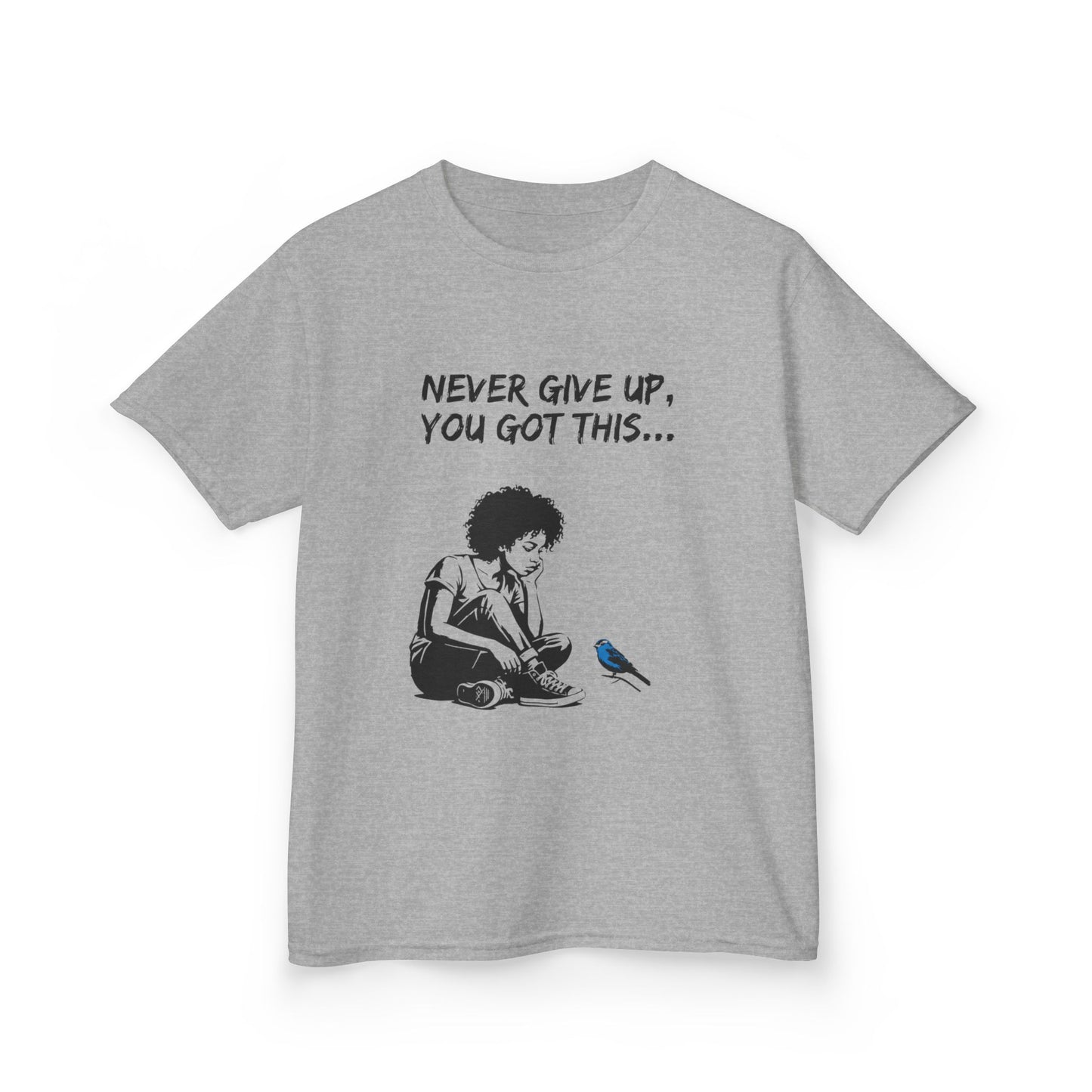 Never Give Up Kids Inspirational Tee