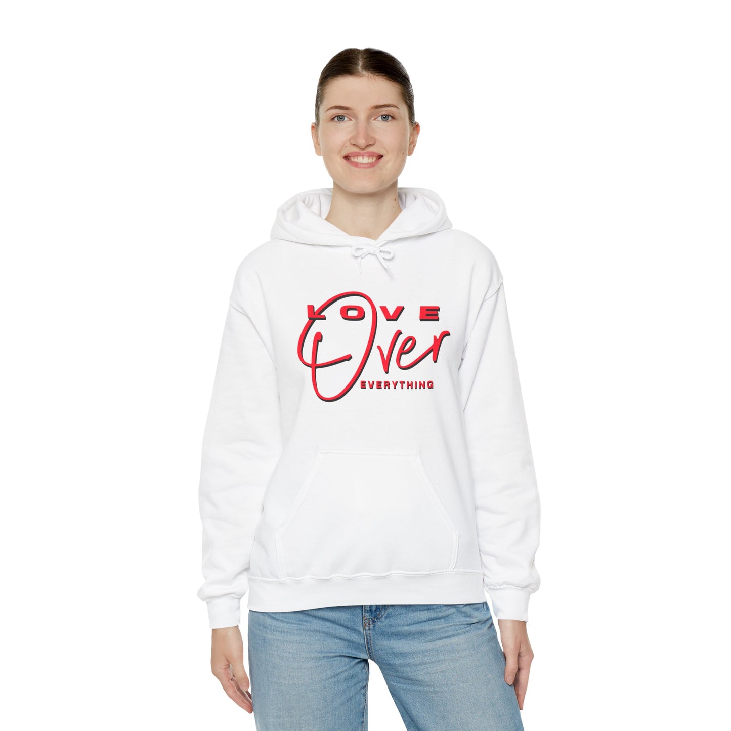 Love Over Everything: Red Script Graphic Premium Pullover