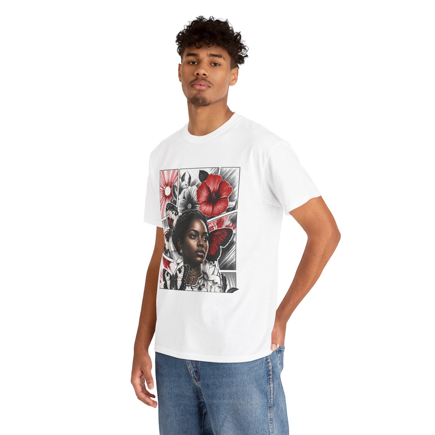 Floral Butterfly Portrait Graphic Tee