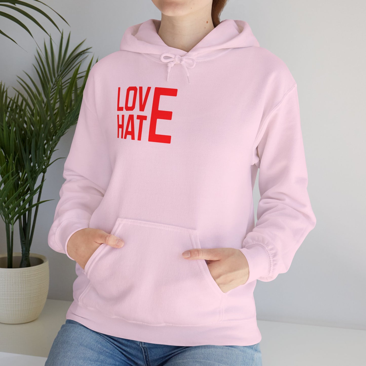 LOVE HATE Unisex Hoodie – Cozy Everyday Pullover by Dripp’N Gear, Perfect for Gifts & Holidays