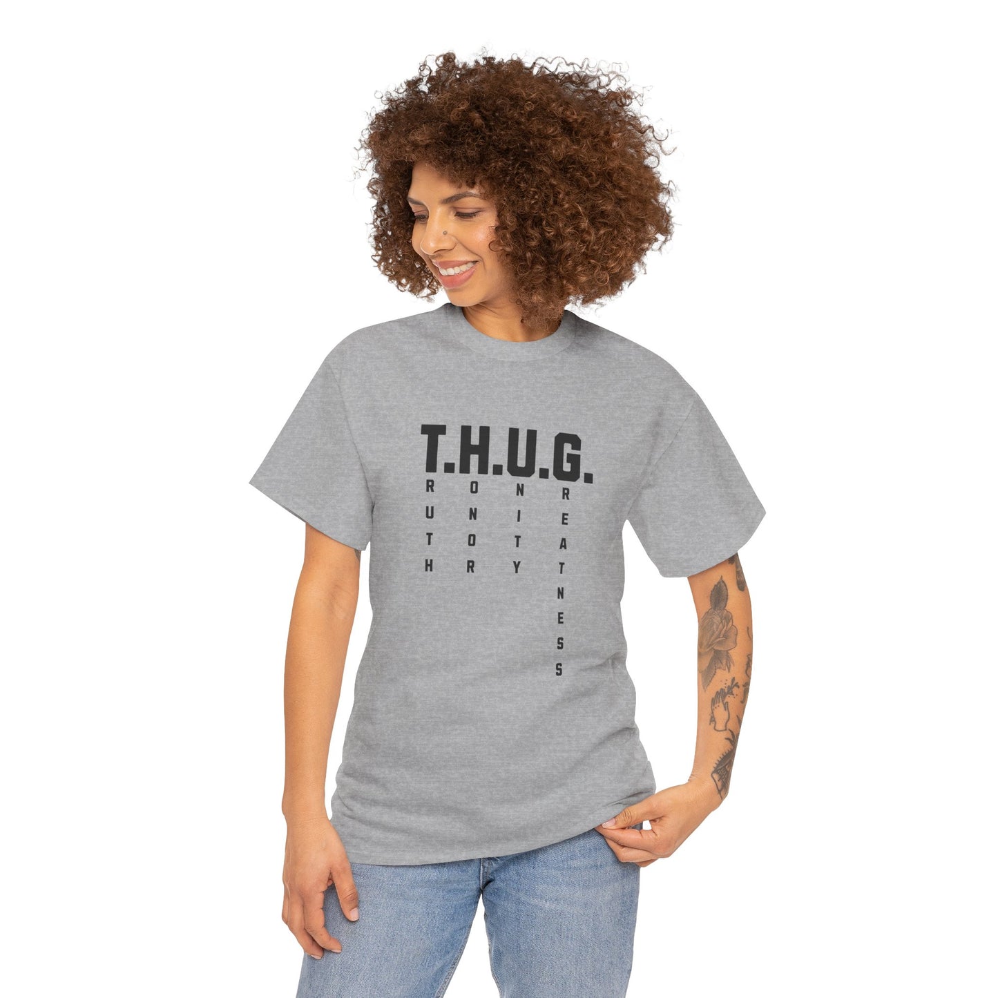 Pure Character: T.H.U.G. Vertical Acronym Premium Graphic Tee
