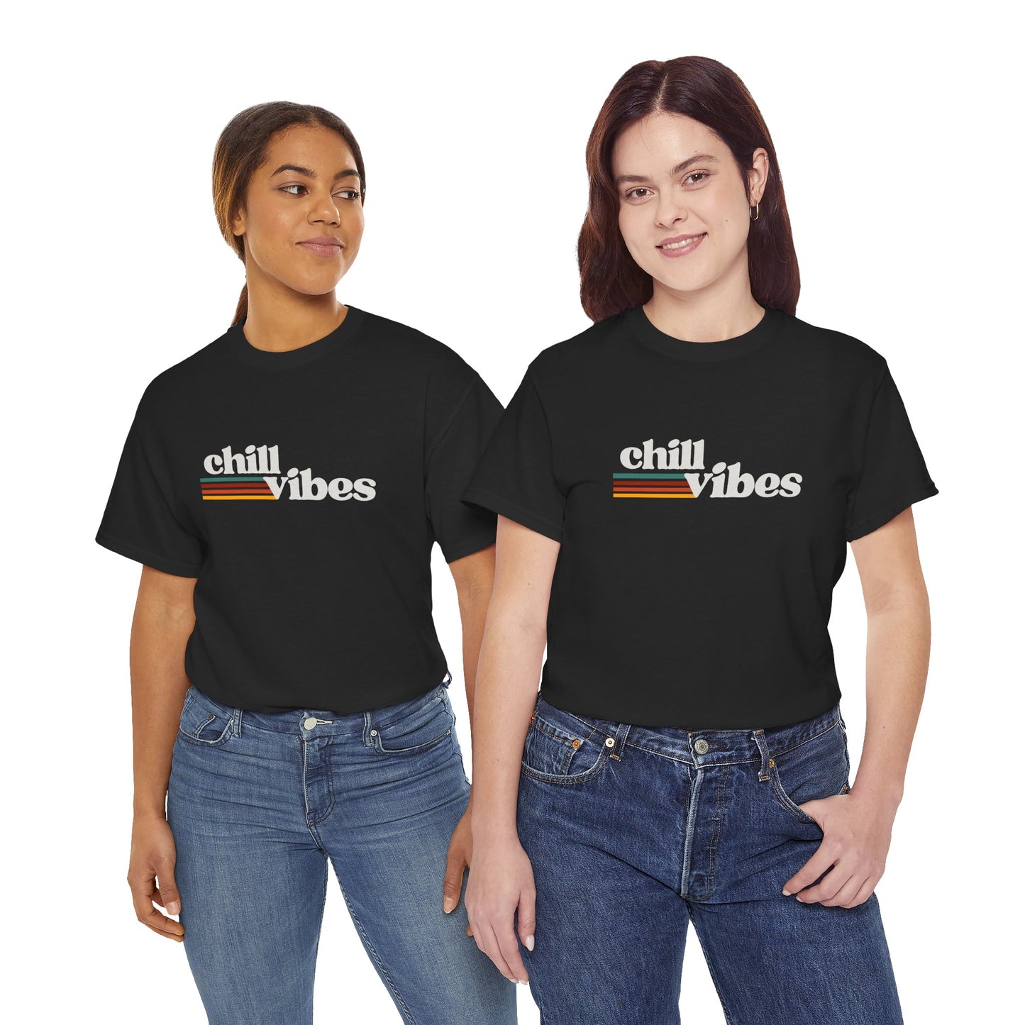 Sunset Soul: Chill Vibes Retro Stripe Premium Graphic Tee