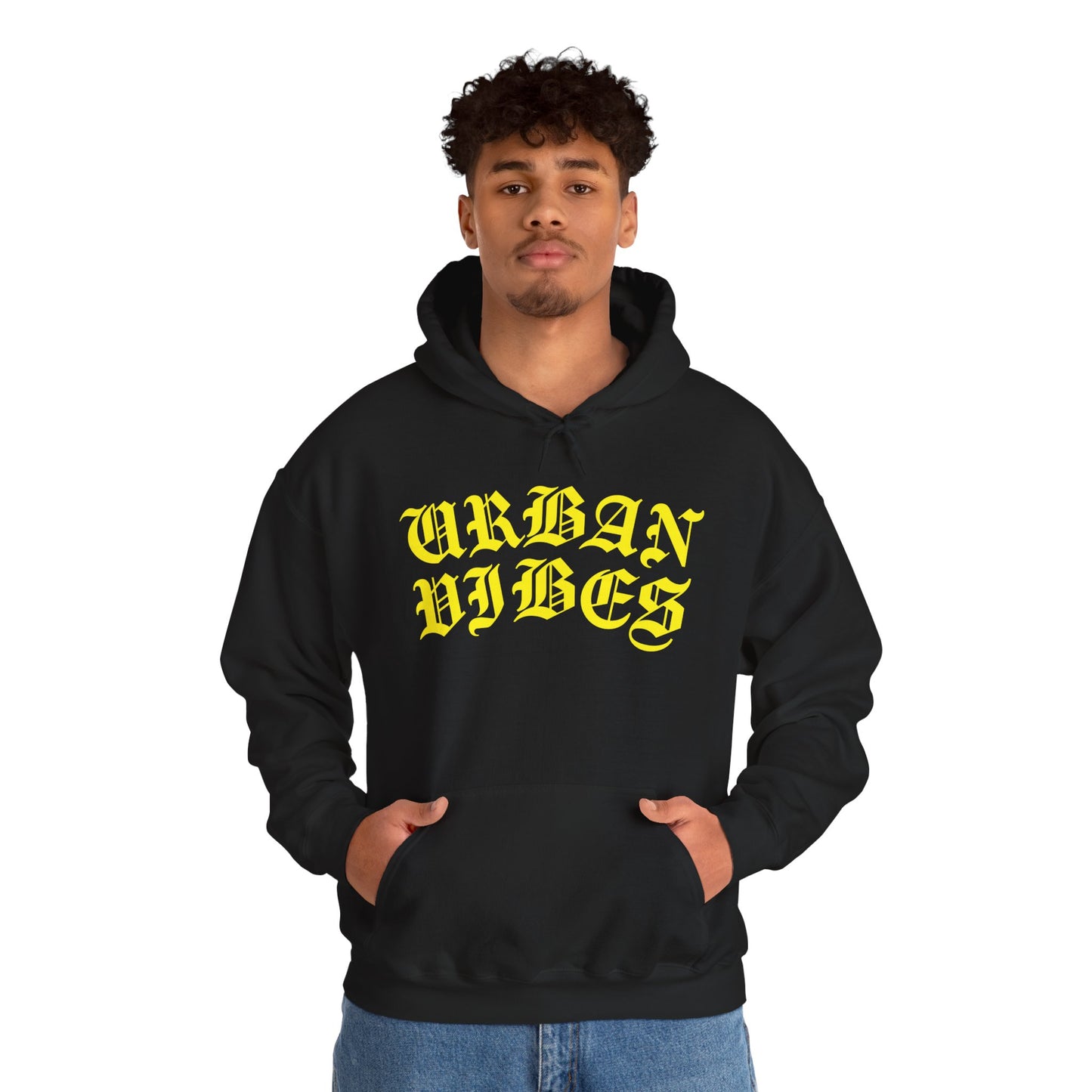 Urban Vibes Bold Gothic Yellow Logo Premium Hoodie