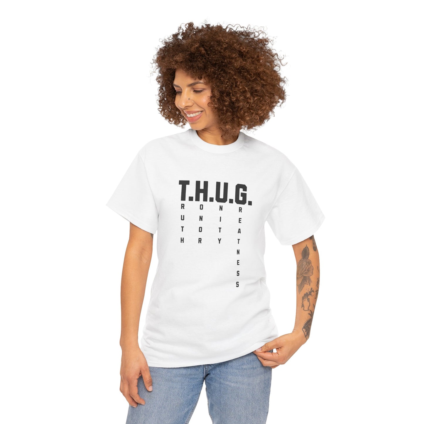 Pure Character: T.H.U.G. Vertical Acronym Premium Graphic Tee