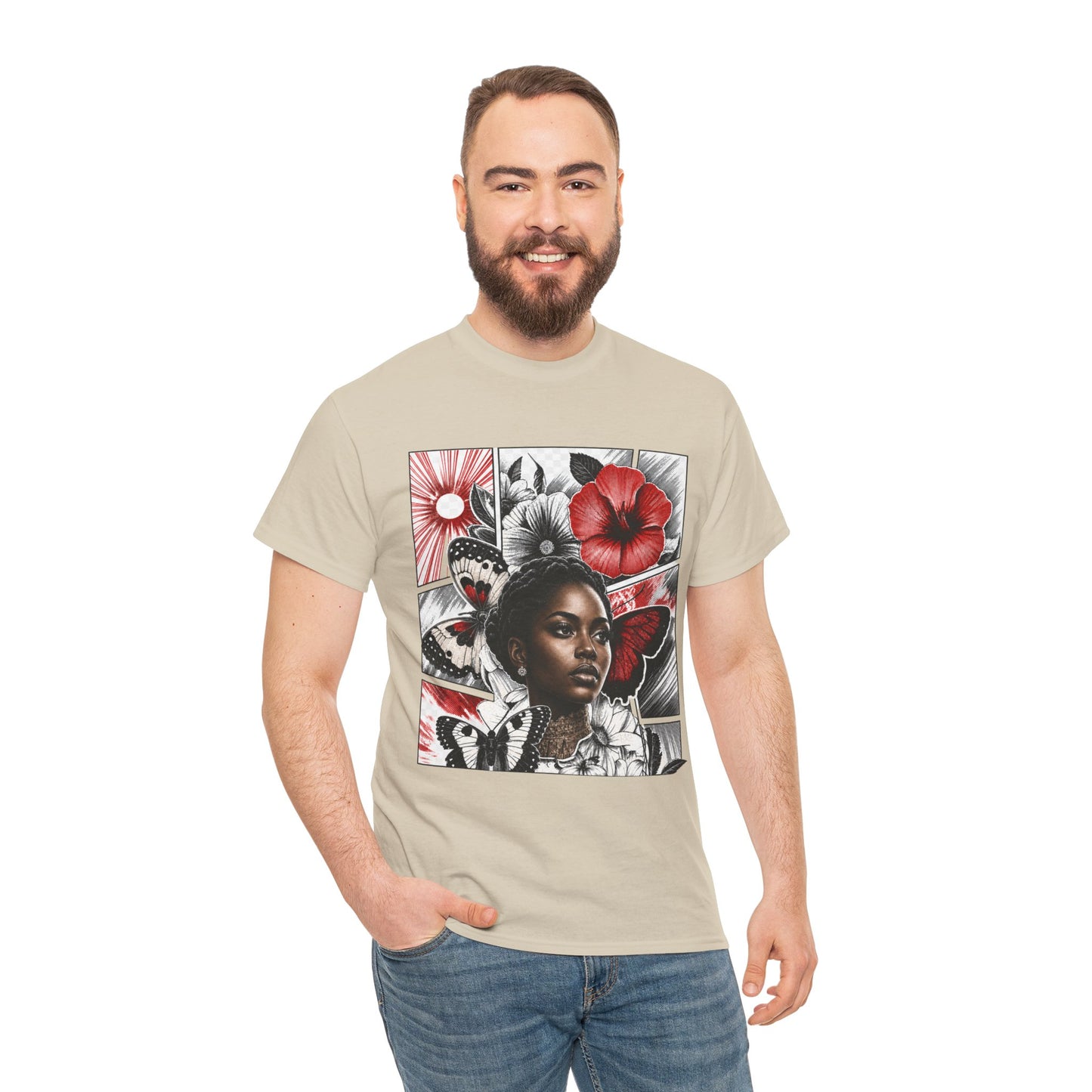Floral Butterfly Portrait Graphic Tee