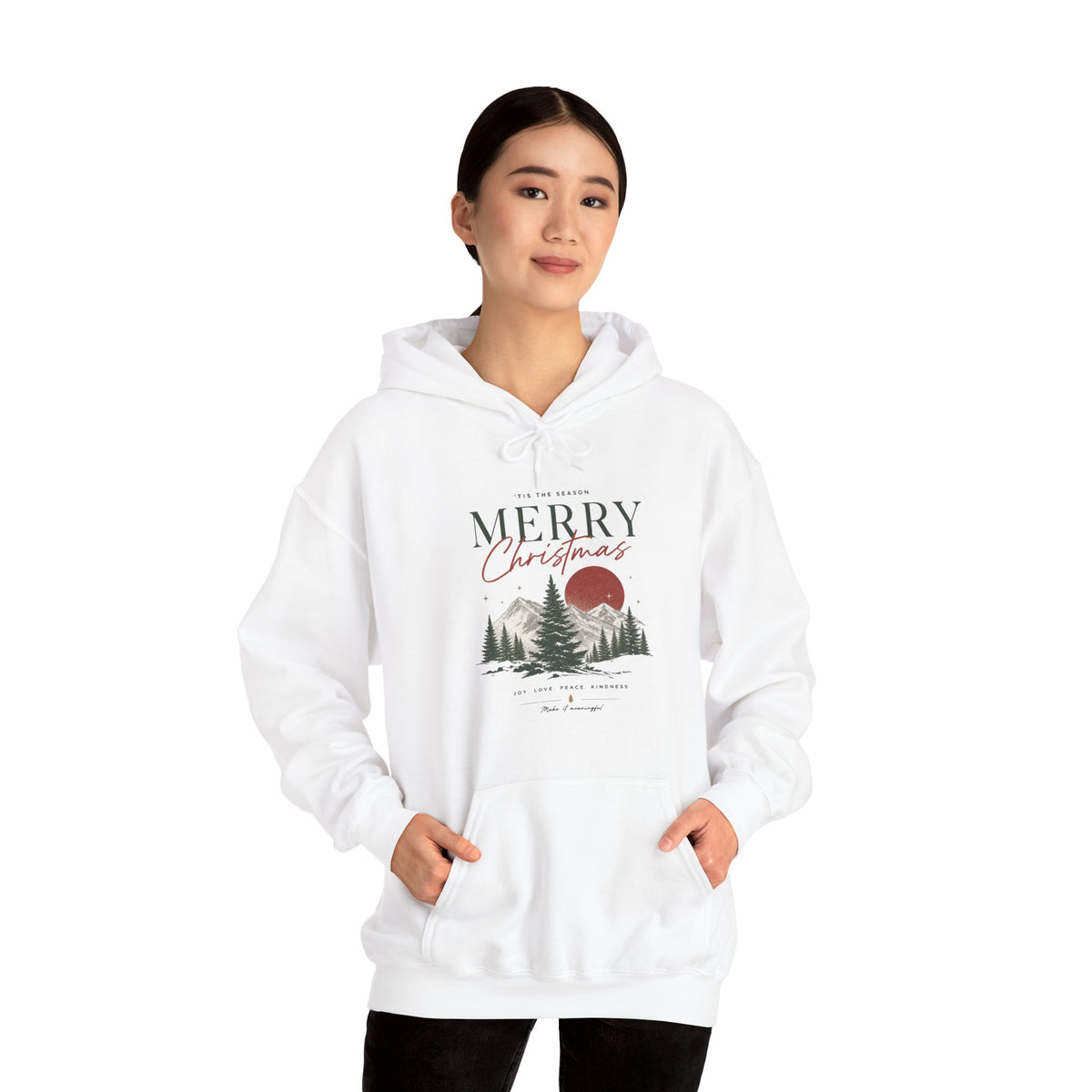 Tis the Season Merry Christmas Hoodie — Forest Sunrise